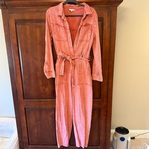 Red Denim Jumpsuit